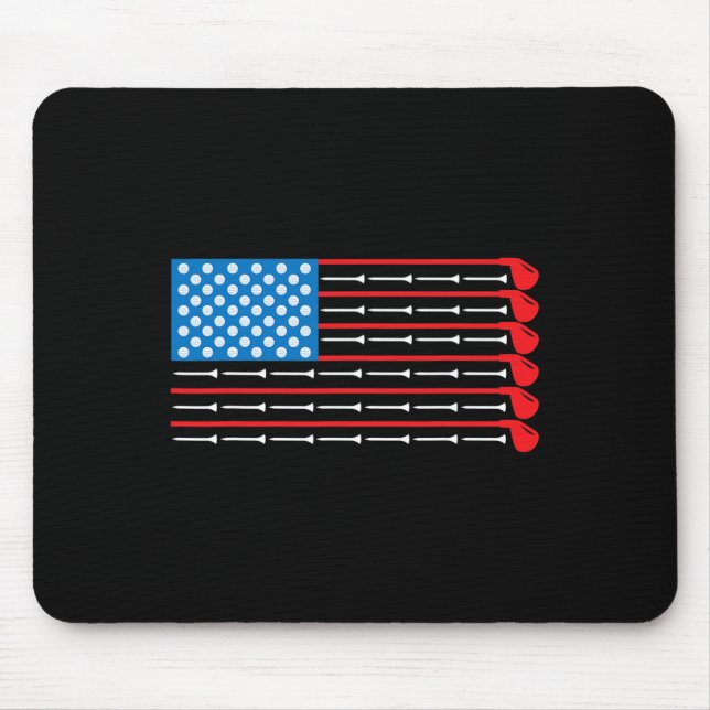 American Flag Golf Clubs  Mouse Mat (Front)