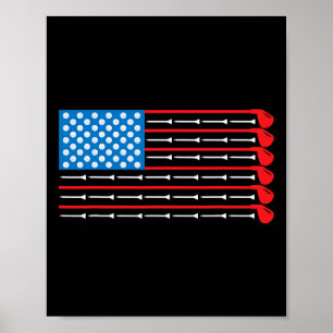 American Flag Golf Clubs Poster