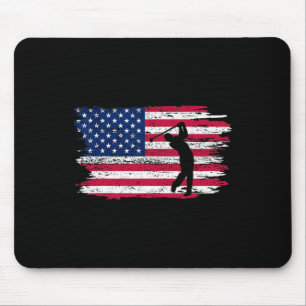 American Flag Golf Shirt 4th July Patriotic Golfer Mouse Mat