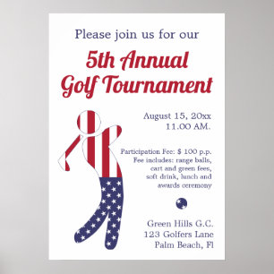American Flag Golf Tournament Announcement Poster