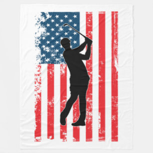 American Flag Golf USA Fleece Blanket