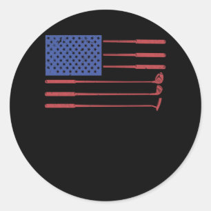 American Flag Golf USA Patriotic Golfing Classic Round Sticker