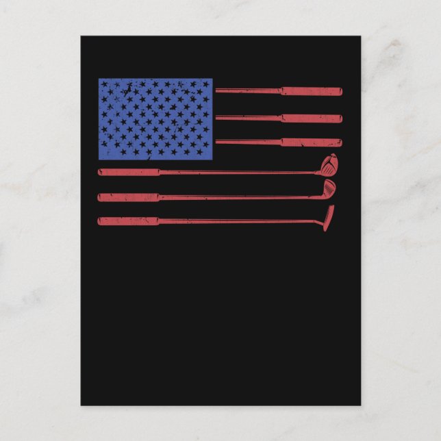 American Flag Golf USA Patriotic Golfing Postcard (Front)