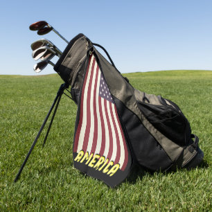 American Flag golf, vintage America, Golf Towel