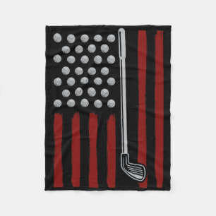 American Flag Golfer 4th Of July Men Golf American Fleece Blanket