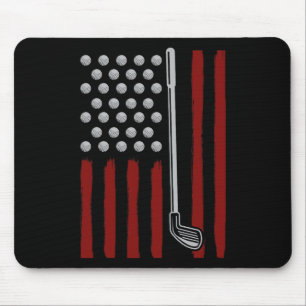 American Flag Golfer 4th Of July Men Golf American Mouse Mat