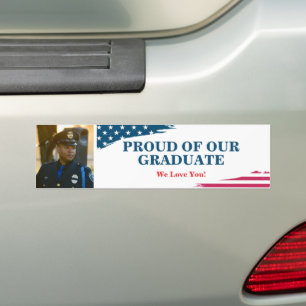 American Flag Graduation Military Bumper Sticker