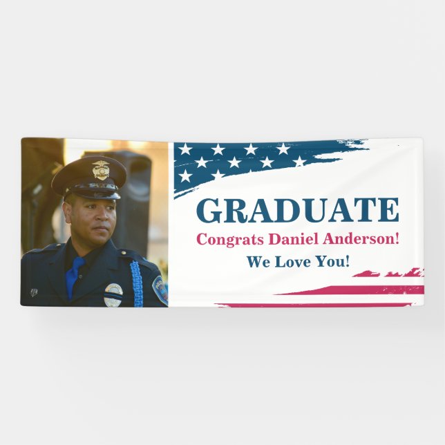 American Flag Graduation Party Banner Military (Horizontal)