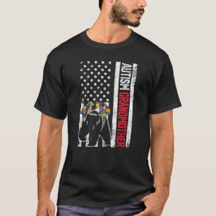American Flag Grandmother Bear Autism Awareness Fa T-Shirt