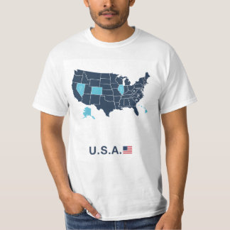 American Flag Graphic Map Patriotic  T-Shirt