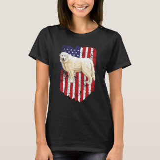American Flag Great Pyrenee 4th Of July USA T-Shirt
