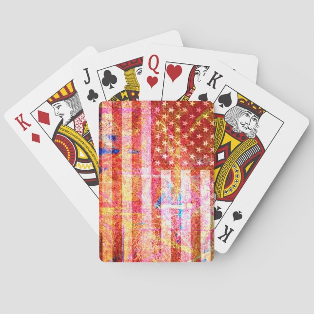 American Flag Grunge Art #2 Playing Cards (Back)