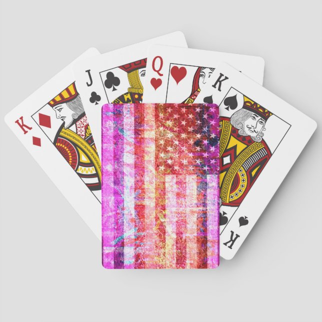 American Flag Grunge Art #4 Playing Cards (Back)