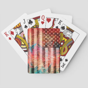 American Flag Grunge Art #5 Playing Cards