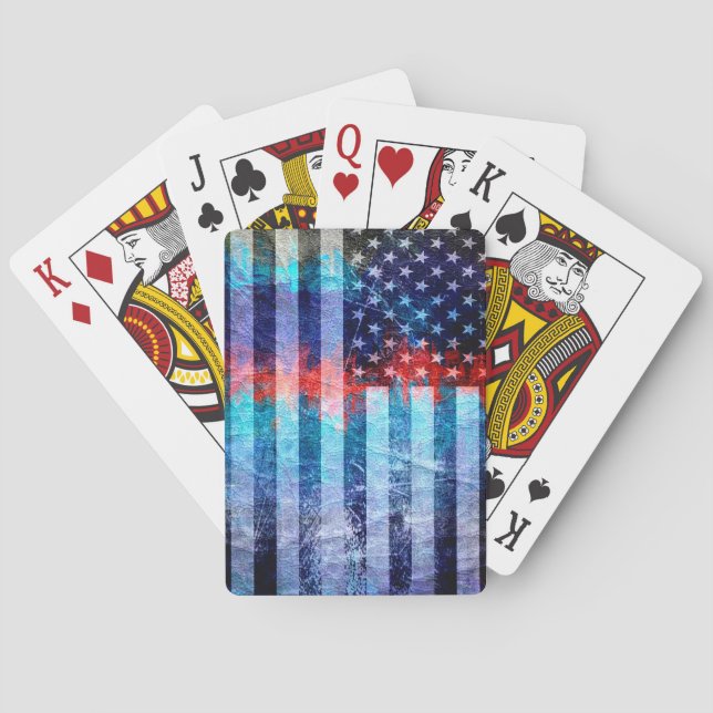 American Flag Grunge Art #6 Playing Cards (Back)