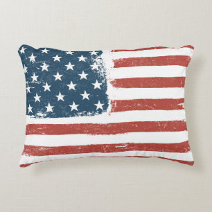 American Flag Grunge Background. Raster version. H Decorative Cushion