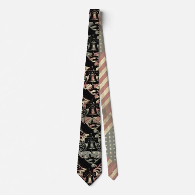 American Flag Grunge Bald Eagle Patriotic  Tie (Front)