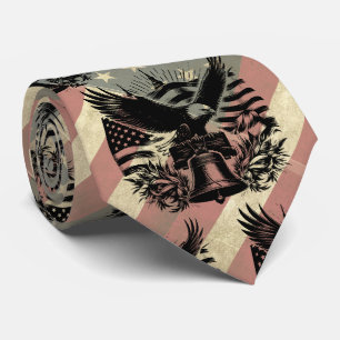 American Flag Grunge Bald Eagle Patriotic Tie