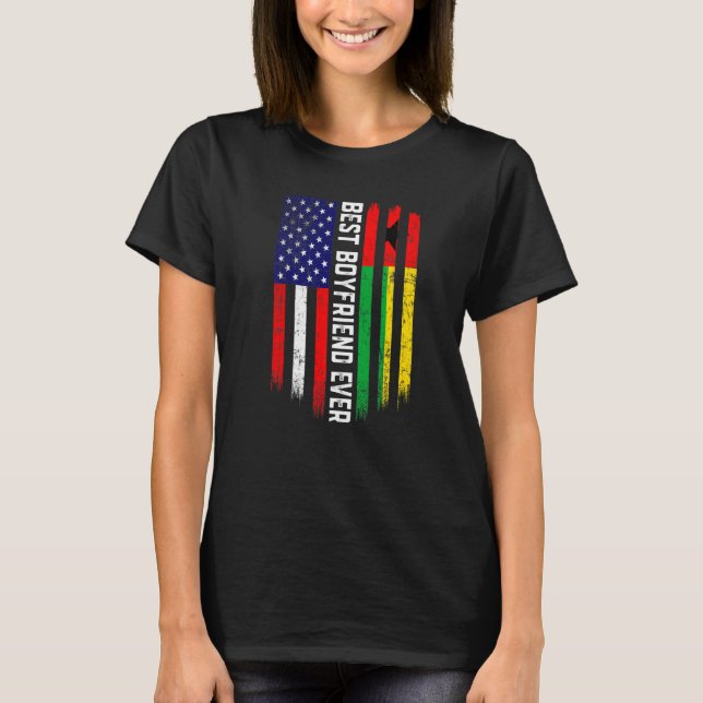 American Flag & Guinea Bissau Flag Best Boyfriend  T-Shirt (Front)