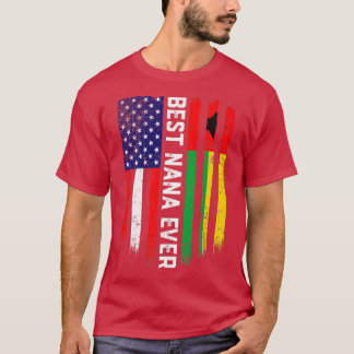 American Flag & GuineaBissau Flag Best Nana Ever  T-Shirt