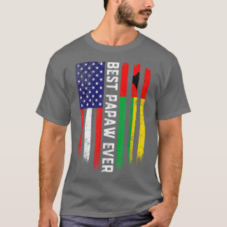 American Flag & GuineaBissau Flag Best Papaw Ever  T-Shirt