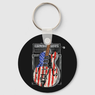 American Flag Guitar 4th Of July Guitarist Usa Cou Key Ring