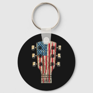 American Flag Guitar 4th Of July Guitarist Usa Cou Key Ring
