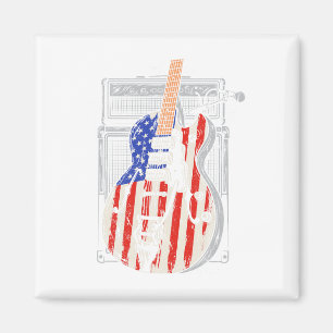 American Flag Guitar 4th Of July Guitarist Usa Cou Magnet