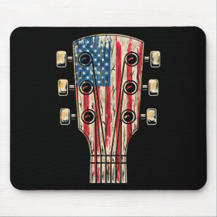 American Flag Guitar 4th Of July Guitarist Usa Cou Mouse Mat