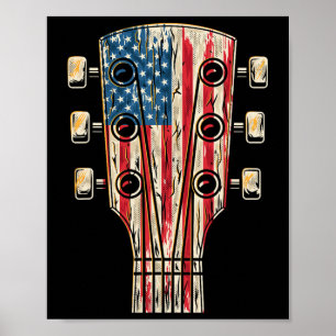American Flag Guitar 4th Of July Guitarist Usa Cou Poster