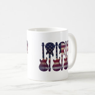 American Flag Guitar Art Coffee Mug