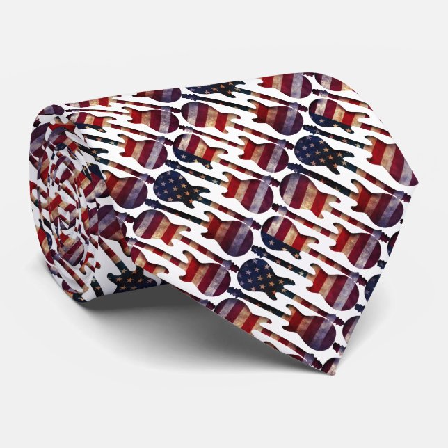 American Flag Guitar Art Tie (Rolled)