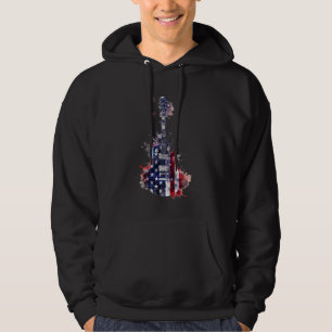 American Flag Guitar Music For Guitarist Musician  Hoodie