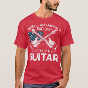 American Flag Guitar Patriotic Guitarist Premium T-Shirt