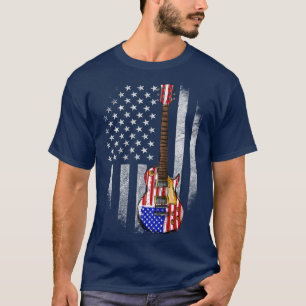 American Flag Guitar Red White Patriotic Music Lov T-Shirt