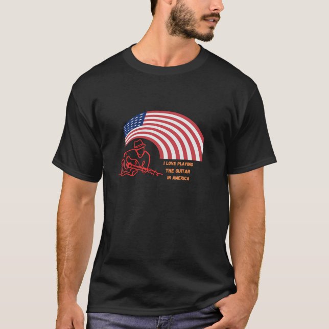 american flag guitar  T-Shirt (Front)