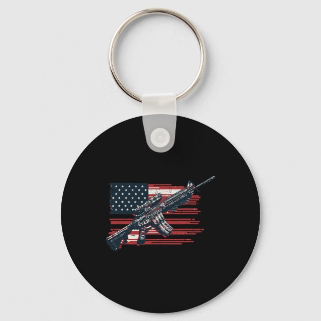American Flag Guns 1st Of July Guns Independence D Key Ring (Front)