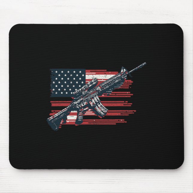 American Flag Guns 1st Of July Guns Independence D Mouse Mat (Front)