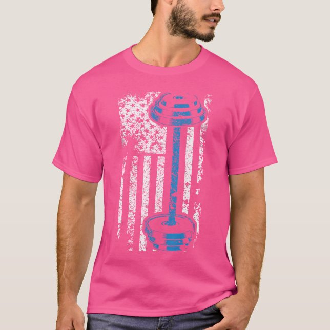 American Flag Gym And Fitness  Weight Lifting Gift T-Shirt (Front)
