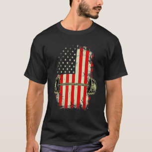 American Flag Gym And Fitness Weight Lifting T-Shirt