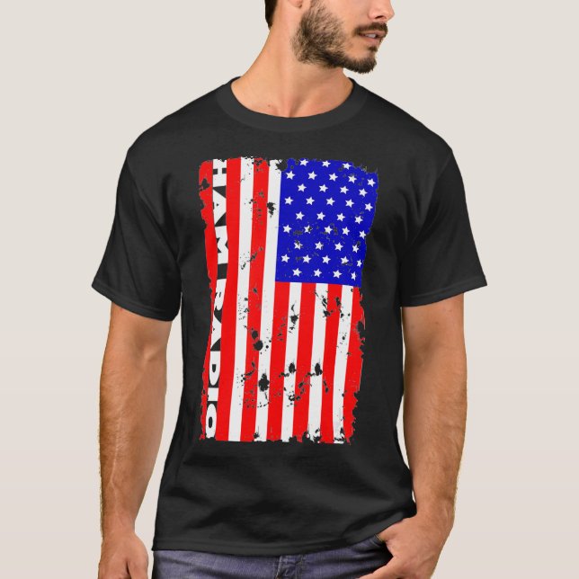 American Flag Ham Radio  90s Radio Connectivity T-Shirt (Front)