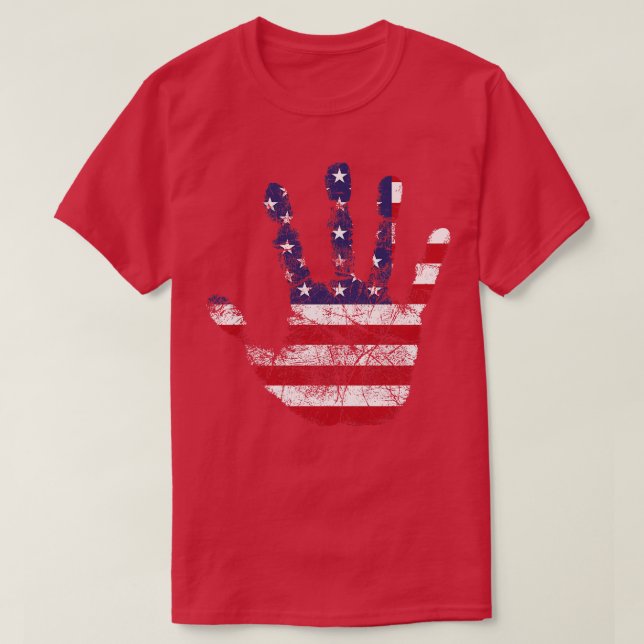 American Flag Handprint Stencil  T-Shirt (Design Front)