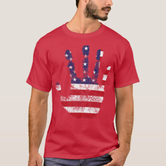 American Flag Handprint Stencil  T-Shirt
