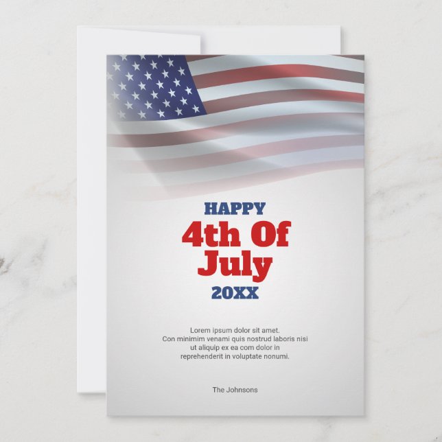 American Flag | Happy 4th Of July Greeting Card (Front)