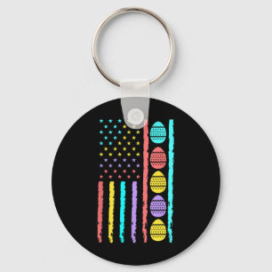 American Flag Happy Easter Egg Hunting Patriotic E Key Ring