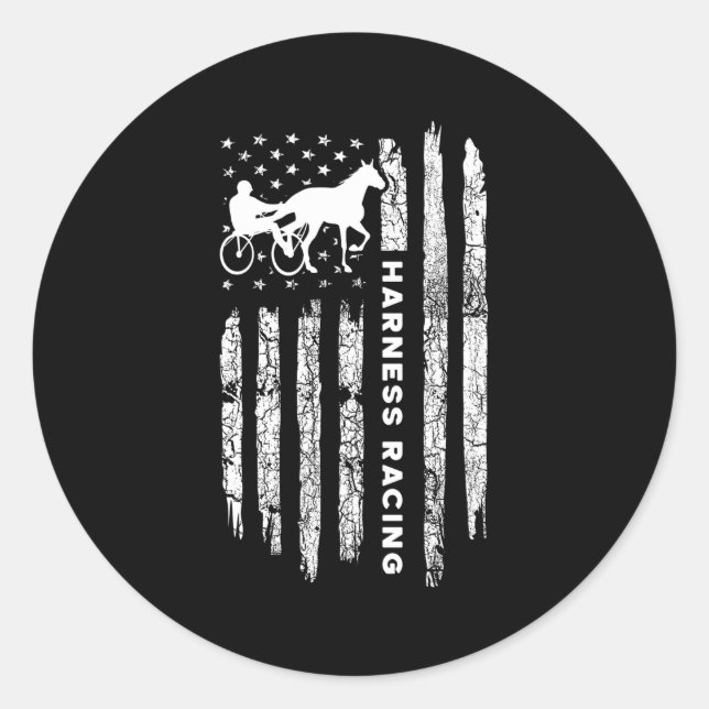 American Flag Harness Racing Harness Racing Classic Round Sticker (Front)