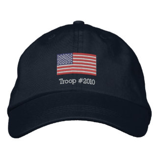 American Flag Hat with Modifiable Troop # below