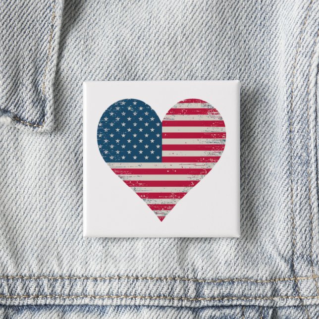American Flag Heart 15 Cm Square Badge (Creator Uploaded)