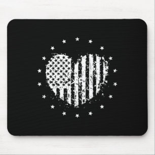 American Flag Heart 4th Of July  Mouse Mat