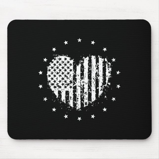 American Flag Heart 4th Of July  Mouse Mat (Front)